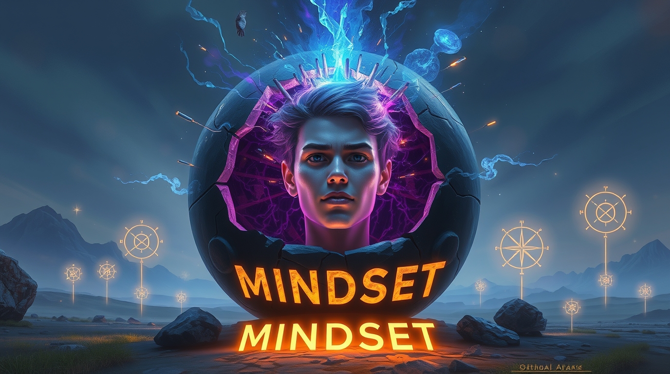 man inside of a shell breaking through.